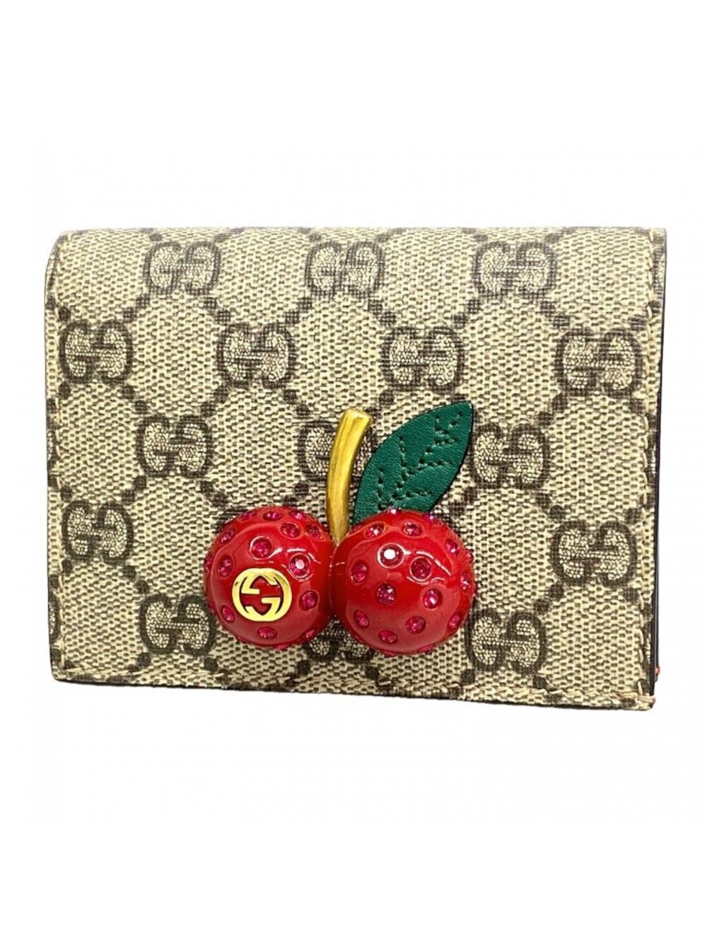 Gucci Wallet GG Supreme Brown Red Gold
